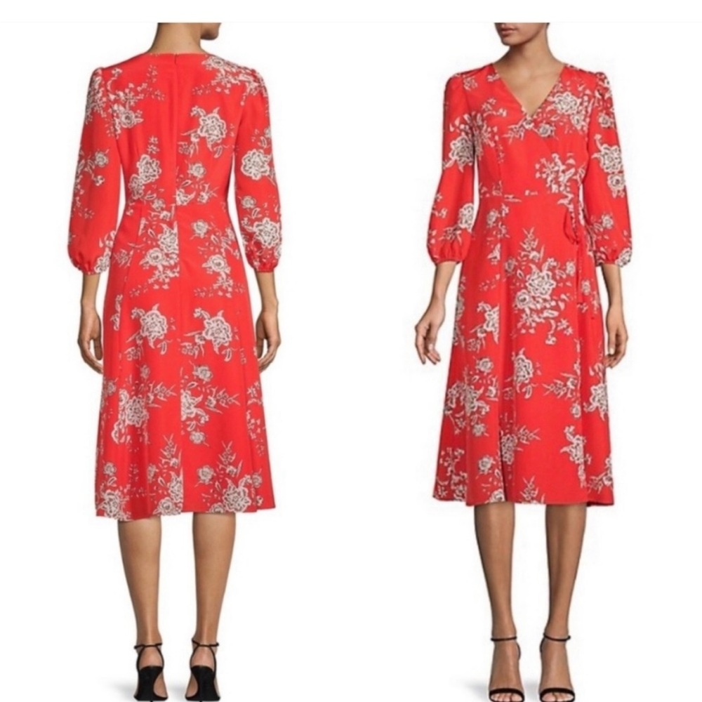 Vince Camuto | Floral Print V-neck Wrap Dress | Size 4